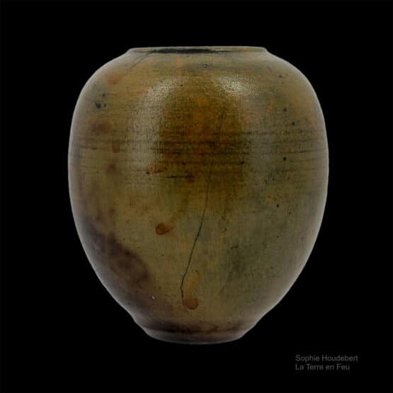 Vase "Pierre de Lune" tourné et poli. Terre sigillée. cuisson au bois, enfumé dans le four